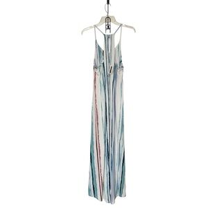 Antibes Blanc X Anthropologie Large Stripe Halter Maxi Dress Vacation, Resort